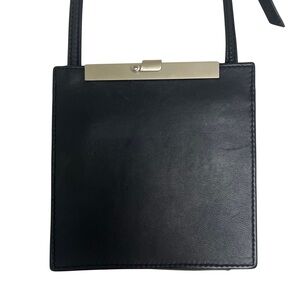Olbrish Cover B Black Leather & Brushed Silver Hardware Minimalist Crossbody Bag